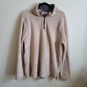 American Tradition Trinity Men's Tan Soft Fuzzy 1/4 Zip Pull Over Size Large